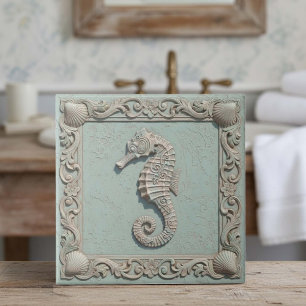 Carreau Trompe L'oeil Vie Marine Hippocampe ID1190g
