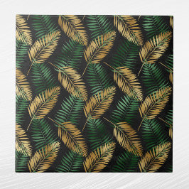 Carreau Tropical Green Gold Palm Feuilles Glam