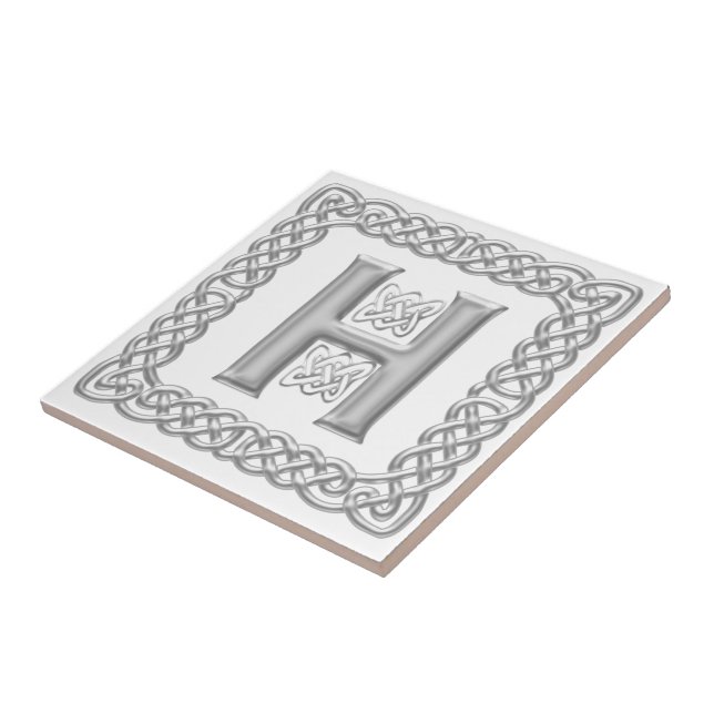 Carreau Tuile celtique de la lettre H d'effet d'argent de (Côté)
