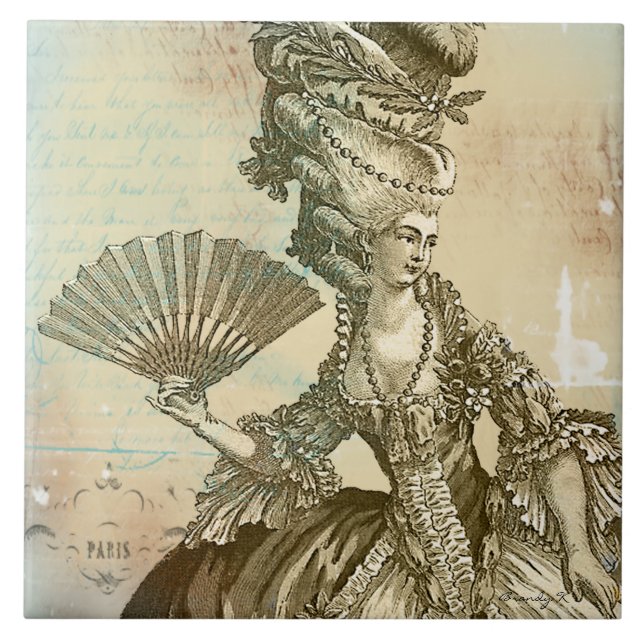 Carreau Tuile d'art de parchemin de Marie Antoinette (Devant)