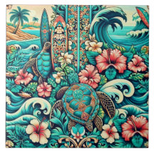 Tuile d'art populaire hawaïen vintage 1