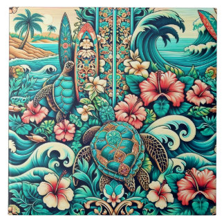 Carreau Tuile d'art populaire hawaïen vintage 1