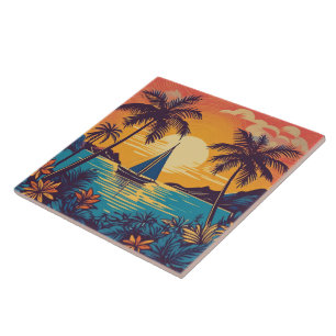 Carreau Tuile d'art tropical et hawaïen