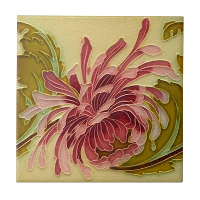 Carreau Tuile de bordure Antique Repro Chrysanthemum (Devant)