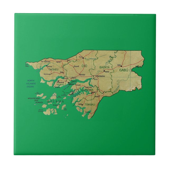 Carreau Tuile de carte de la Guinée-Bissau (Devant)