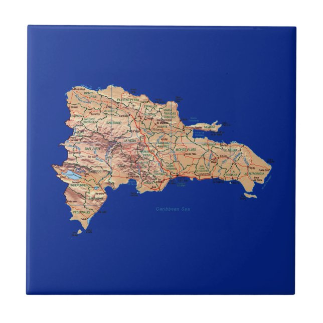 Carreau Tuile de carte de la République Dominicaine (Devant)