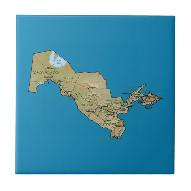 Carreau Tuile de carte de l'Ouzbékistan (Devant)