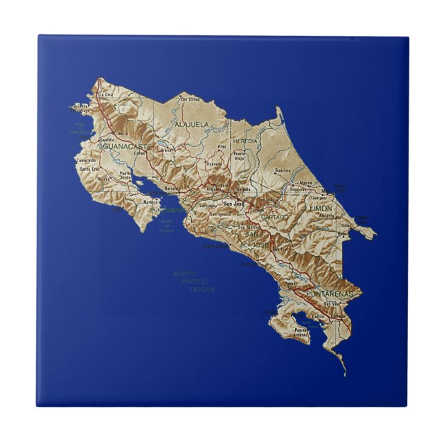 Carreau Tuile de carte du Costa Rica (Devant)