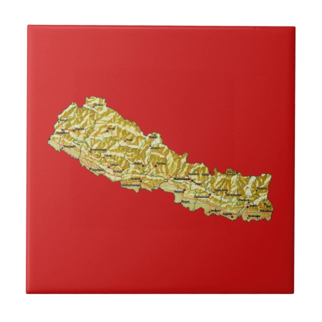 Carreau Tuile de carte du Népal (Devant)