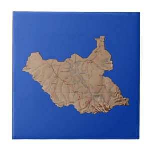 Carreau Tuile de carte du Soudan du Sud