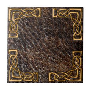 Carreau Tuile de celtic de cuir et d'or