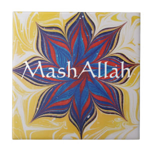 Carreau Tuile de céramique islamique, petite (4,25 po x 4,