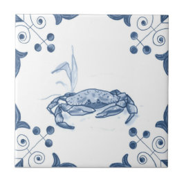 Carreau Tuile de crabe de Delft avec des coins de rouleau