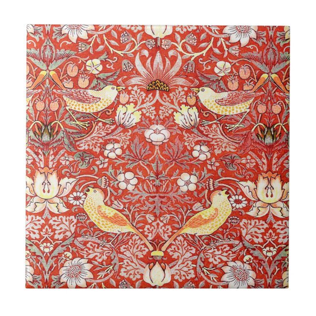 Carreau Tuile de Crimson Strawberry Thief (Devant)