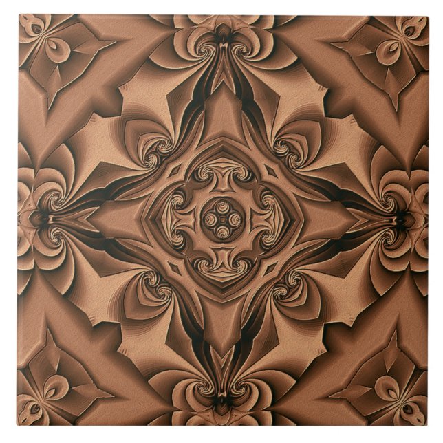 Carreau Tuile de cuivre en soie de mandala (Devant)