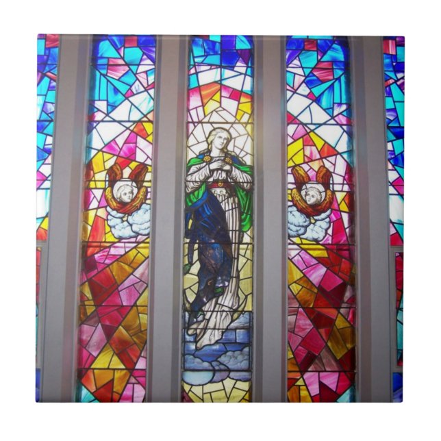 Carreau Tuile de fenêtre d'église en verre souillé (Devant)