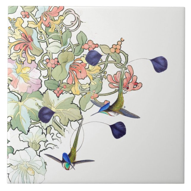 Carreau Tuile de fleurs d'animaux de faune d'oiseaux de (Devant)