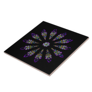 Carreau Tuile de mandala en verre souillé