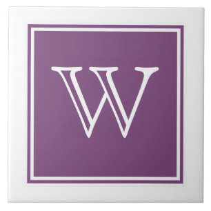 Carreau Tuile de monogramme violet Carré