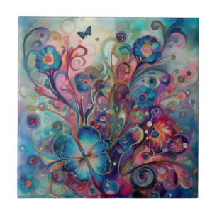 Carreau Tuile de papillons psychédéliques