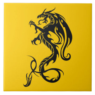 Carreau Tuile de parement gauche de pochoir noir de dragon