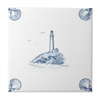Carreau Tuile de phare de Delft avec des coins de Shell