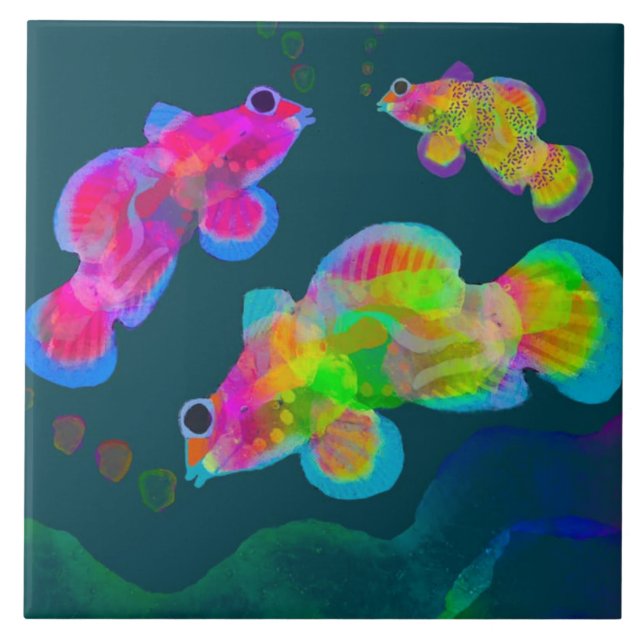 Carreau Tuile de poisson en céramique (6 carrés) (Devant)