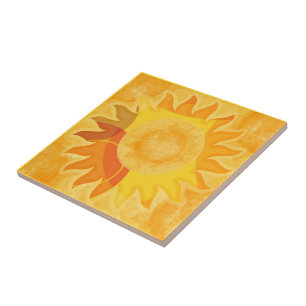 Carreau Tuile de soleil (arrière - plan jaune)