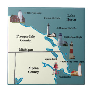 Carreau Tuile des phares du nord-est du Lower Michigan