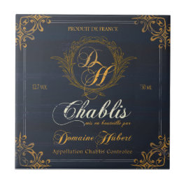Carreau Tuile d'étiquette de vin français : Chablis