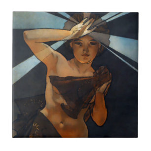 Carreau Tuile d'étoile de matin d'Alphonse Mucha