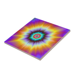 Carreau Tuile d'explosion violet orange et turquoise