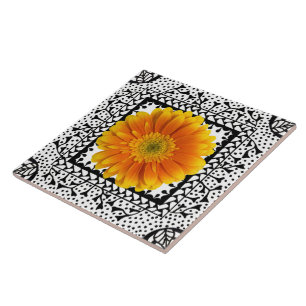 Carreau Tuile d'orange de marguerite de Gerbera