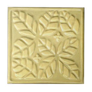 Carreau Tuile en céramique avec jaune des Feuilles d'Ovate