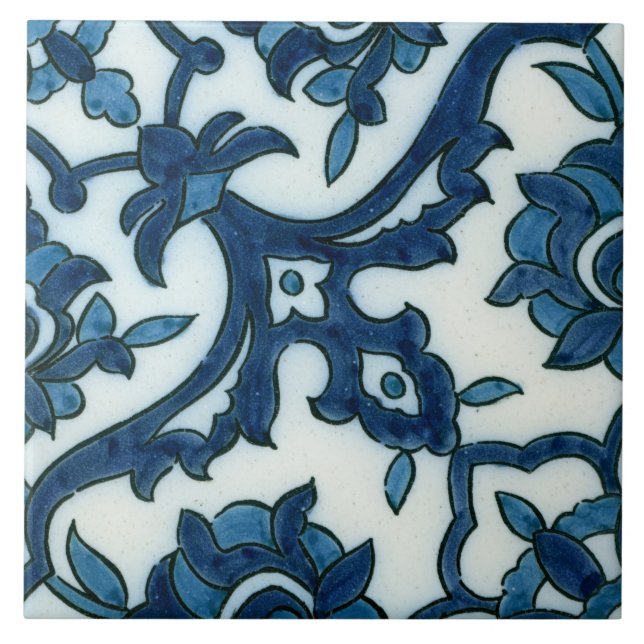 Carreau Tuile en céramique de photo de conception bleue de (Devant)
