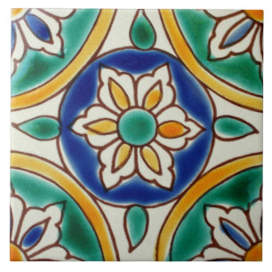 Carreau Tuile en céramique de photo de fleur espagnole