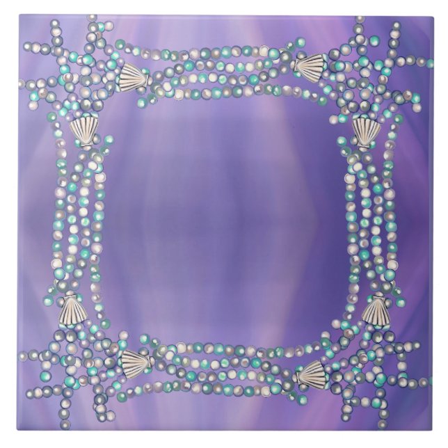 Carreau Tuile en céramique de sirène de mer violette (Devant)