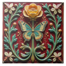 Tuile en céramique du jardin papillon