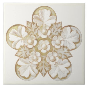 Carreau Tuile florale architecturale antique bronzage 6x6
