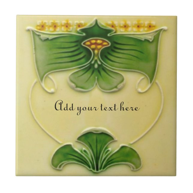 Carreau Tuile florale Art nouveau de 1900 à personnaliser (Devant)