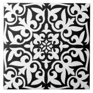 Carreau Tuile marocaine - noir avec l'arrière - plan blanc