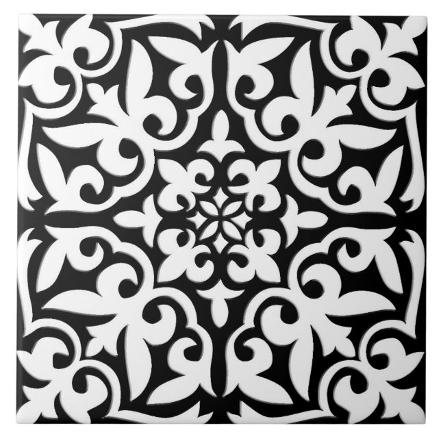 Carreau Tuile marocaine - noir avec l'arrière - plan blanc (Devant)