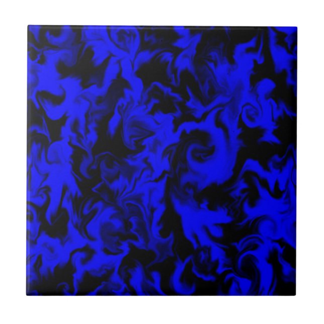 Carreau Tuile mélangée bleue et noire électrique lumineuse (Devant)