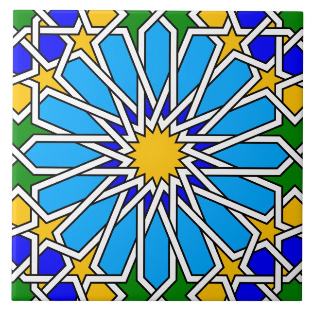 Carreau Tuile motif géométrique islamique (Devant)