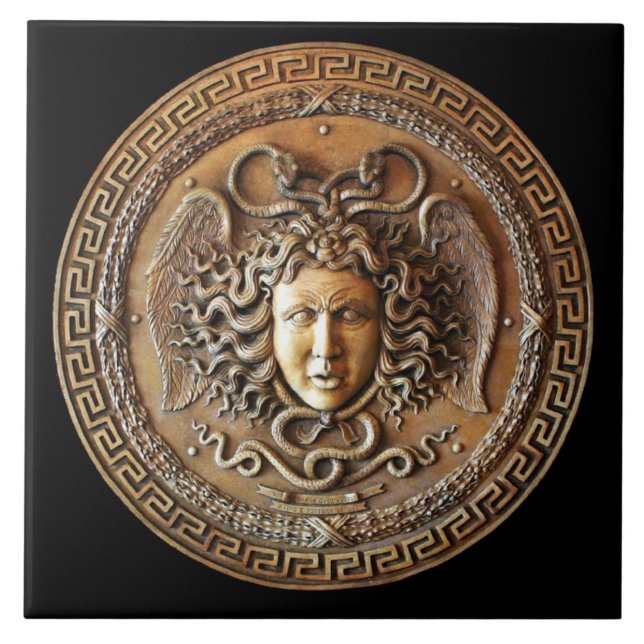 Carreau Tuile murale de Médusa française en bronze avec cl (Devant)