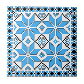 Carreau Tuile nordique d'étoile (bleu et noir)