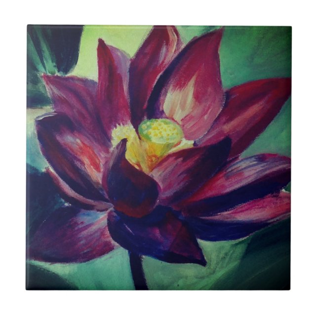 Carreau Tuile photo de dessin de Lotus pourpre (Devant)