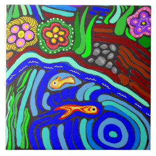 Carreau Tuile psychédélique de jardin