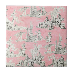 Carreau Tuile rose et noire de pays anglais de Toile
