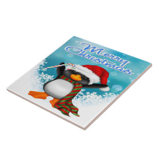 Carreau Tuile/trépied de pingouin de Joyeux Noël